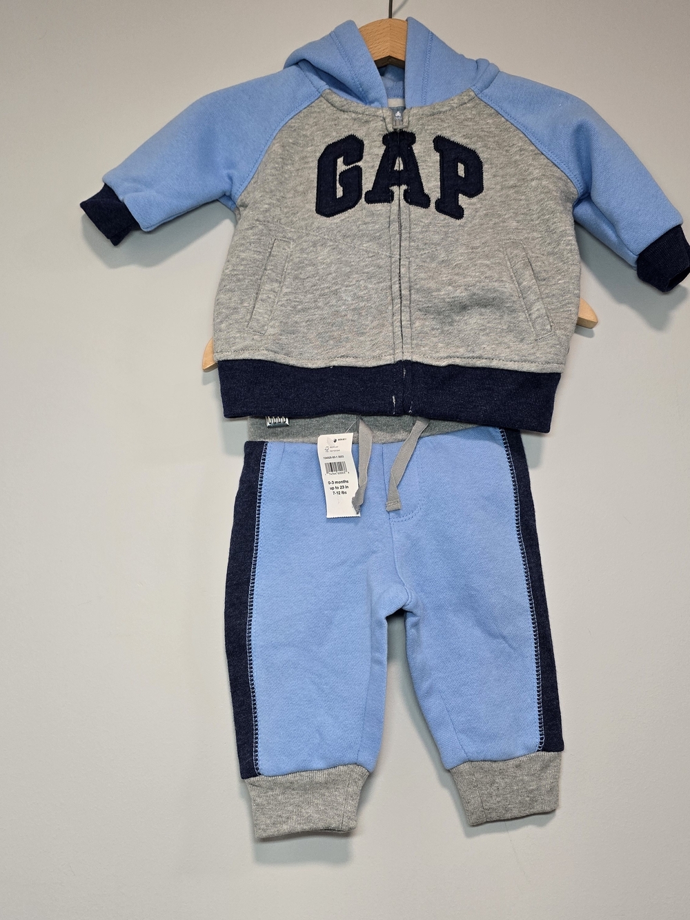 GAP Baby Blue & Gray Hoodie Jogger Set
